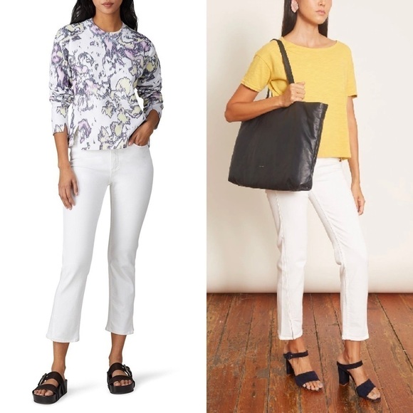 RAG & BONE High Waist Stretch Denim Ankle Slit Crop Straight Cigarette Jeans 31 - Picture 2 of 15